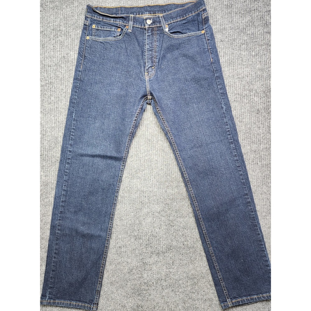Levis 505 Regular Fit Jeans Mens 34x30 Dark Wash Blue Straight Leg Denim Pants